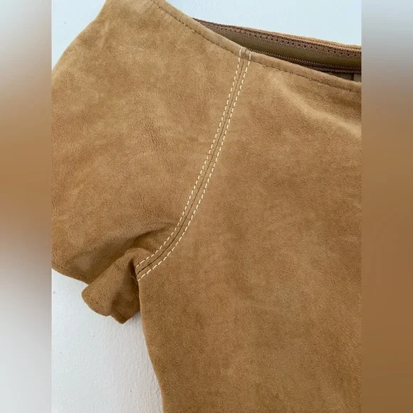 Rare Showroom Sample | Alice & Olivia Faux Suede Crop Top - Picture 7 of 11